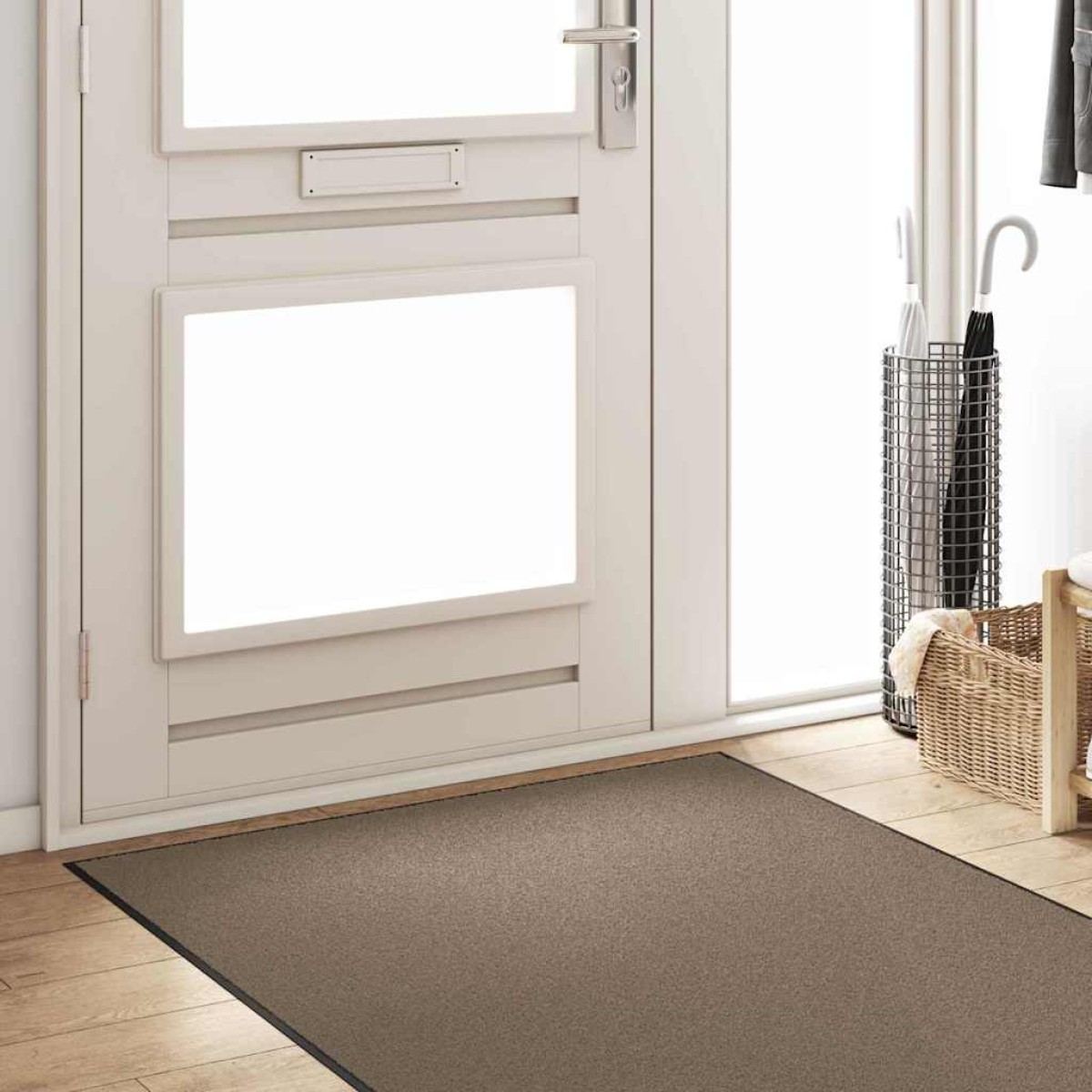 vidaXL Χαλάκι Εξώπορτας Μπεζ και Μαύρο 120 x 400 cm 100% Πολυαμίδιο