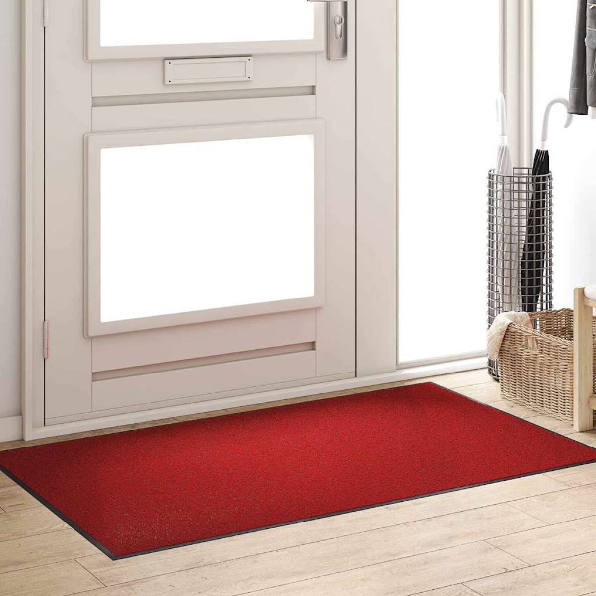 vidaXL Χαλάκι Εξώπορτας Κόκκινο και Μαύρο 90 x 150 cm 100% Πολυαμίδιο