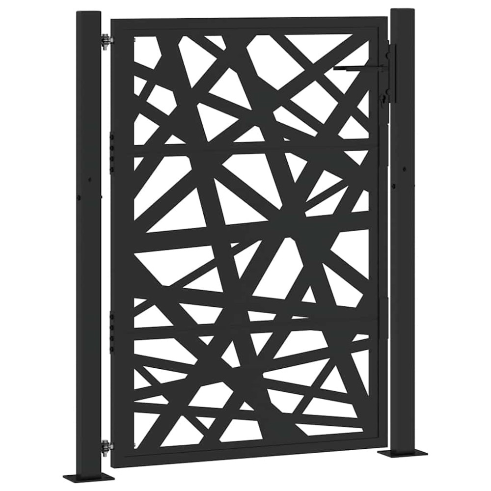 vidaXL Πόρτα Κήπου Μαύρη με Φωτιστικό Ατσάλι 100x125 εκ.