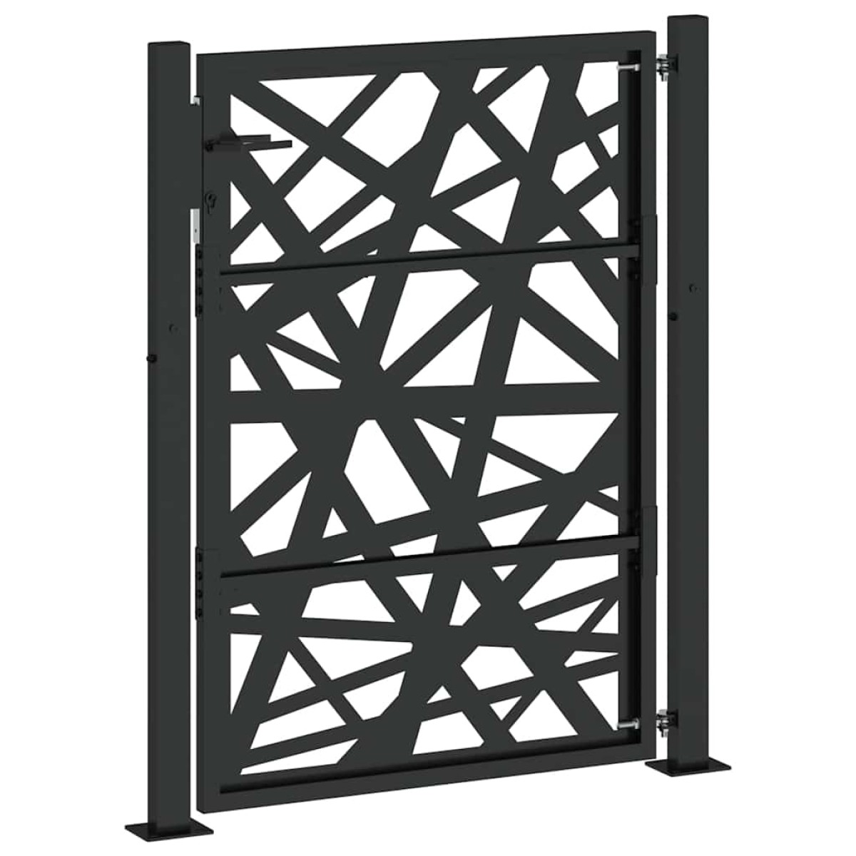 vidaXL Πόρτα Κήπου Μαύρη με Φωτιστικό Ατσάλι 100x125 εκ.