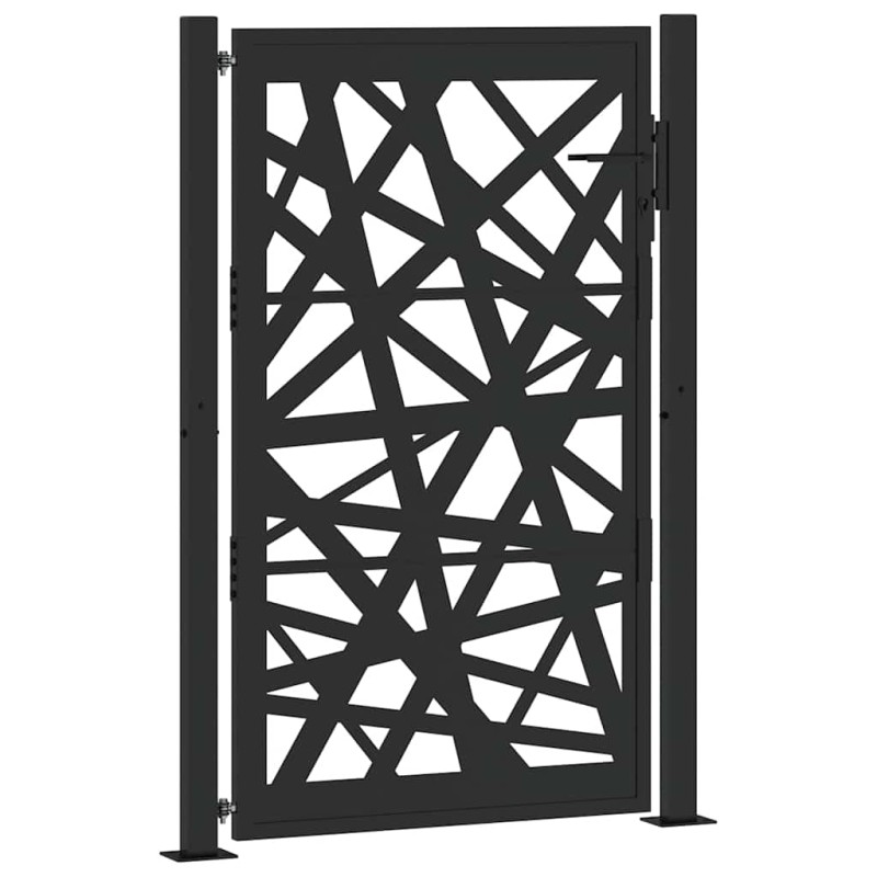 vidaXL Πόρτα Κήπου Μαύρη με Φωτιστικό Ατσάλι 100x150 εκ.
