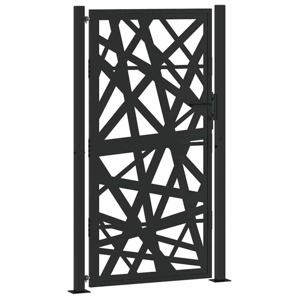 vidaXL Πόρτα Κήπου Μαύρη με Φωτιστικό Ατσάλι 100x175 εκ.