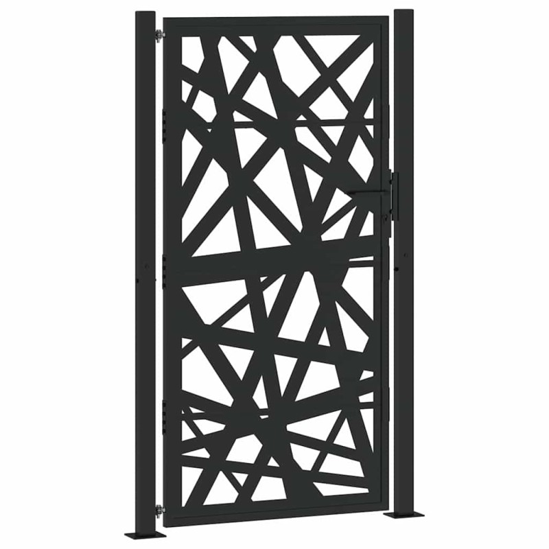 vidaXL Πόρτα Κήπου Μαύρη με Φωτιστικό Ατσάλι 100x175 εκ.