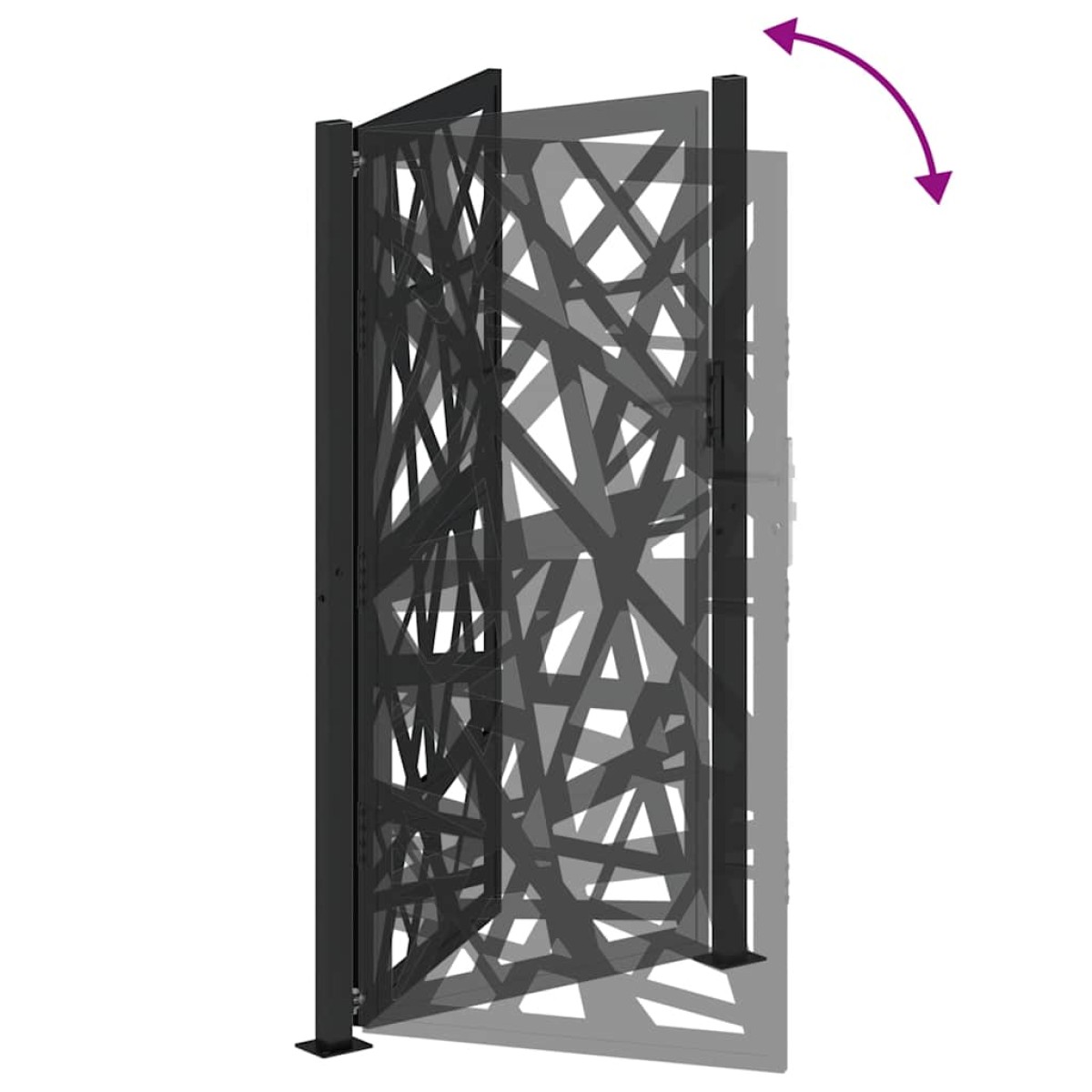 vidaXL Πόρτα Κήπου Μαύρη με Φωτιστικό Ατσάλι 100x175 εκ.