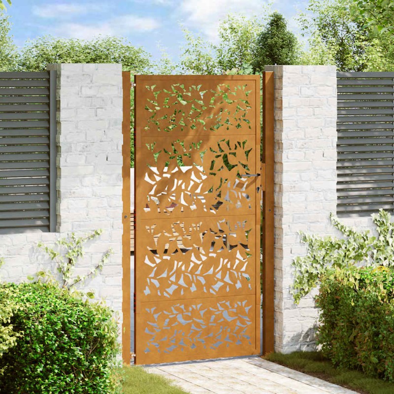 vidaXL Πόρτα Κήπου 100x175 εκ. με Σχέδιο από Φύλλο Ατσαλιού με Αντοχή στις Καιρικές Συνθήκες