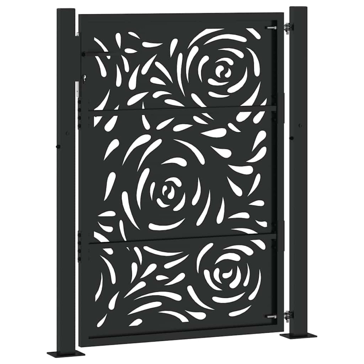 vidaXL Πόρτα Κήπου Μαύρη 100x125 εκ. με Σχέδιο Φλόγας από Ατσάλι