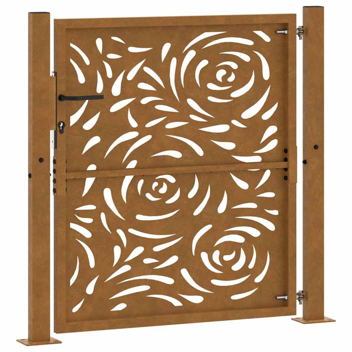 vidaXL Πόρτα Κήπου 100x100 εκ. από Ατσάλι με Σχέδιο Φλόγας για Αντοχή στις Καιρικές Συνθήκες