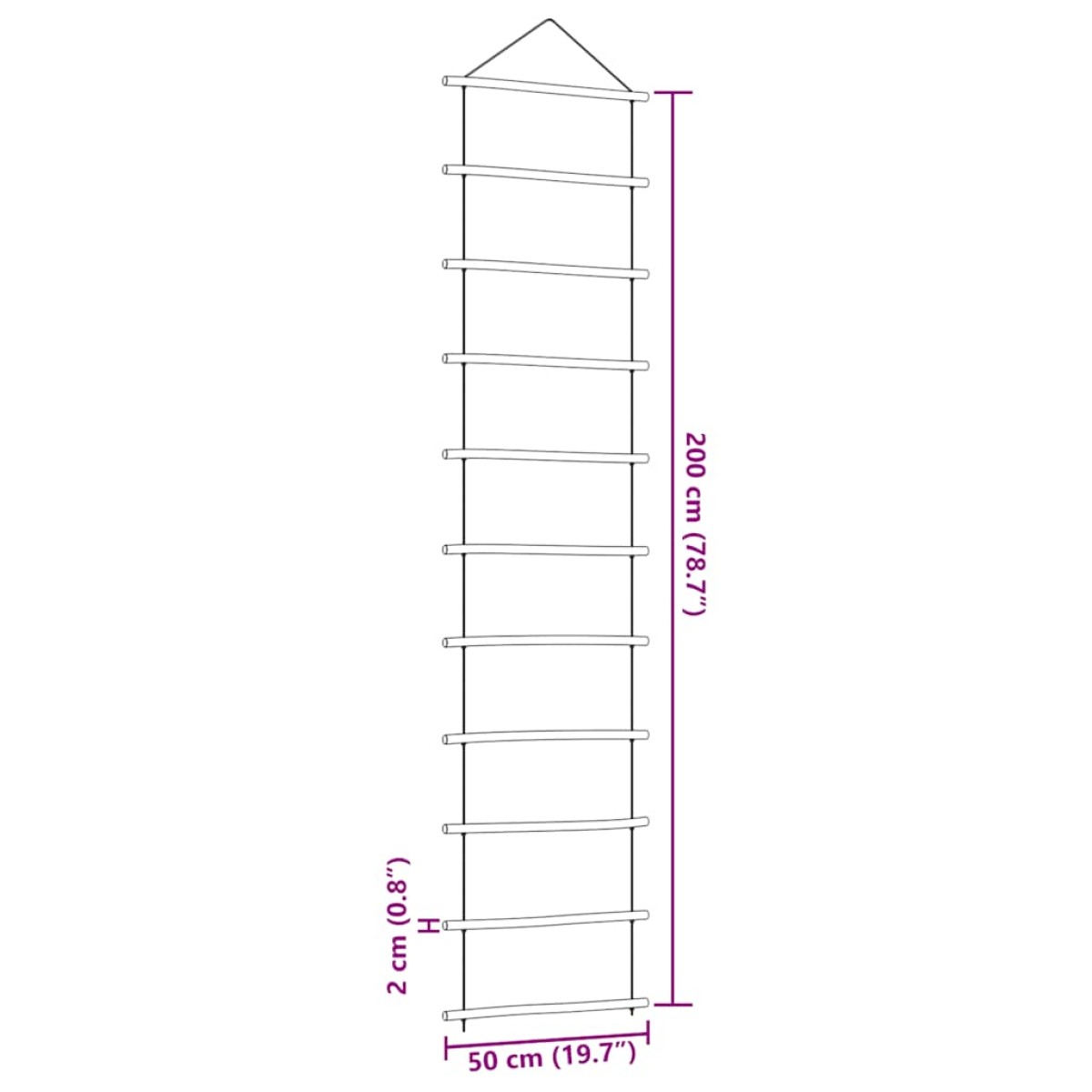 vidaXL Διακόσμηση τοίχου σε σχήμα σκάλας 50x200 cm Φυσικό κλαδί