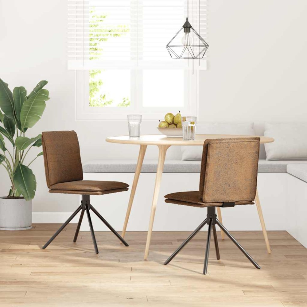 vidaXL Καρέκλα τραπεζαρίας καφέ δέρμα Faux Suede