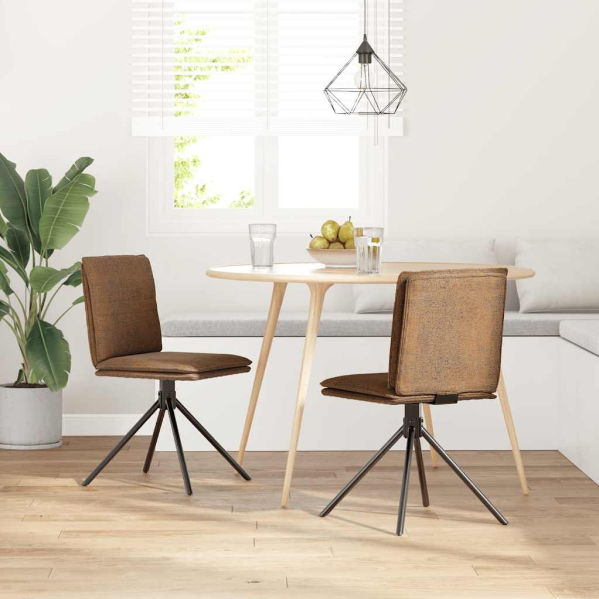 vidaXL Καρέκλα τραπεζαρίας καφέ δέρμα Faux Suede