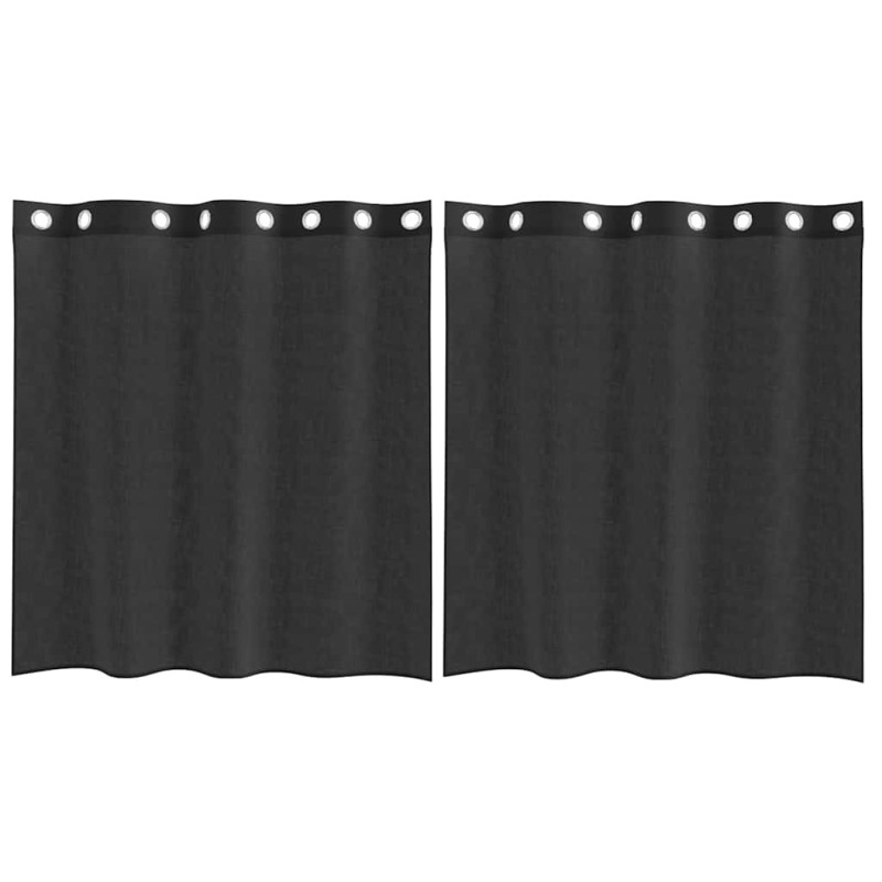 vidaXL Κουρτίνες Voile με ροδέλες 2 τεμάχια Μαύρο 140x140 εκ.
