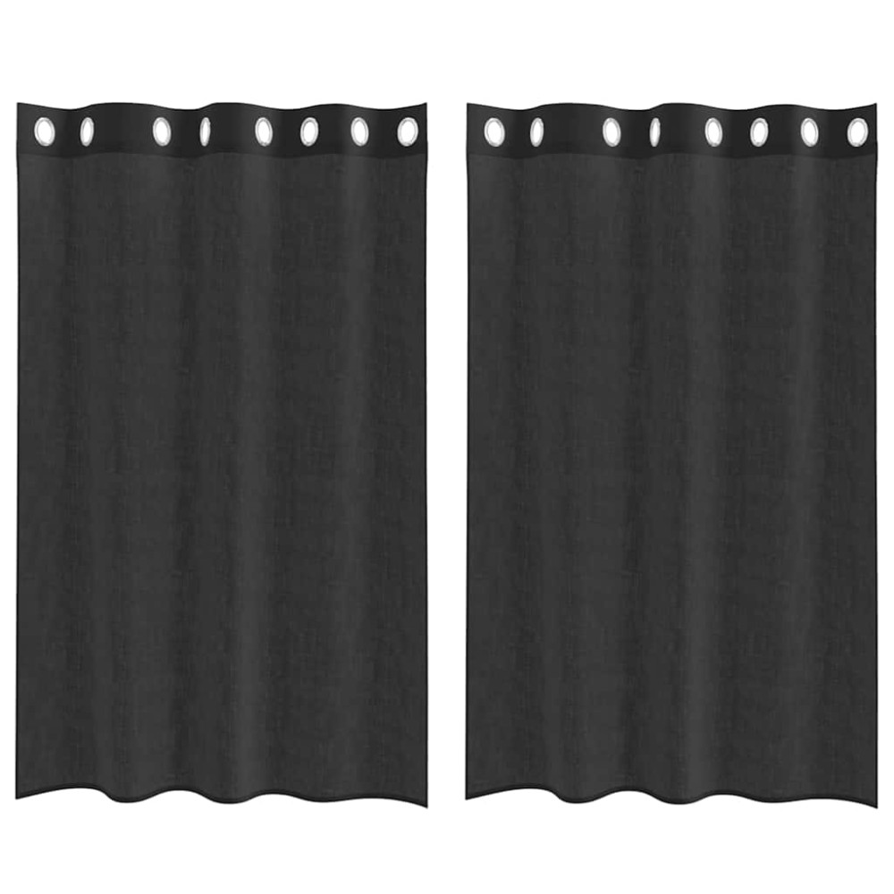 vidaXL Κουρτίνες Voile με ροδέλες 2 τεμάχια Μαύρο 140x175 εκ.