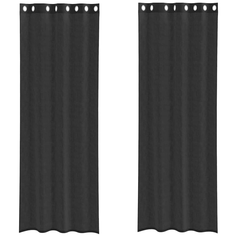 vidaXL Κουρτίνες Voile με ροδέλες 2 τεμάχια Μαύρο 140x260 εκ.