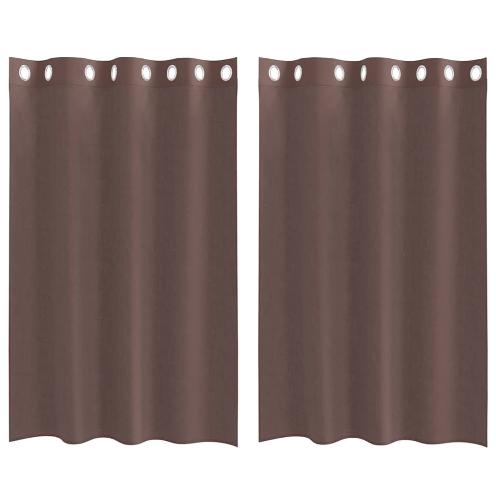 vidaXL Κουρτίνες Voile με ροδέλες 2 τεμάχια Καφέ 140x175 εκ.