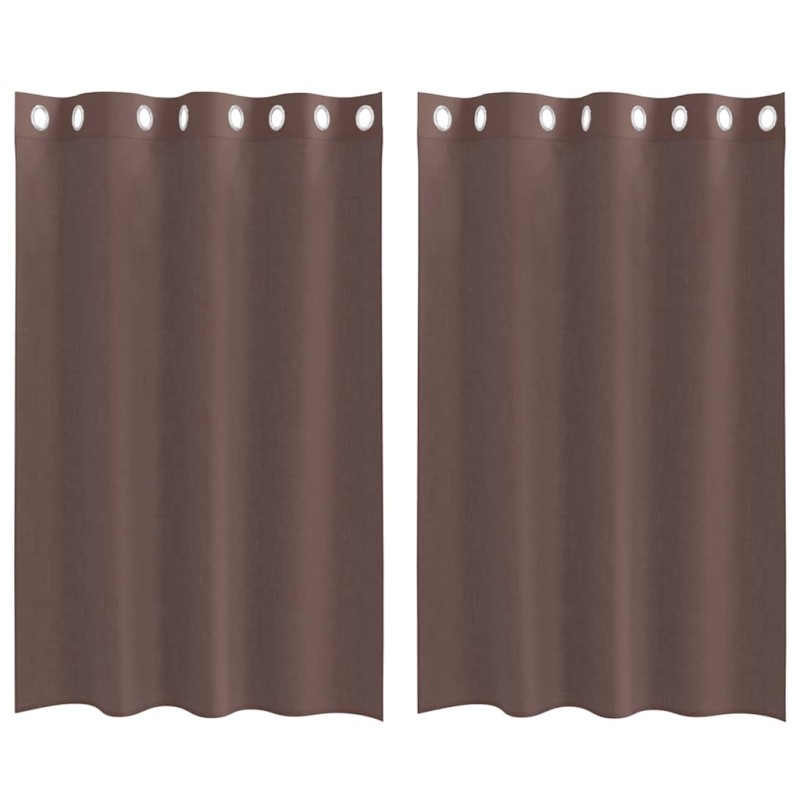 vidaXL Κουρτίνες Voile με ροδέλες 2 τεμάχια Καφέ 140x175 εκ.