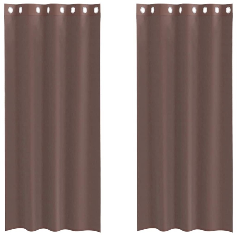 vidaXL Κουρτίνες Voile με ροδέλες 2 τεμάχια Καφέ 140x225 εκ.