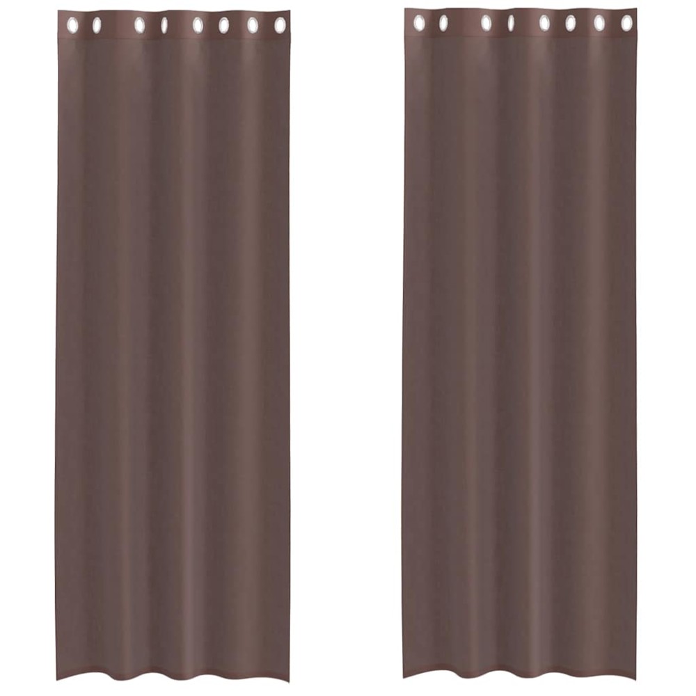 vidaXL Κουρτίνες Voile με ροδέλες 2 τεμάχια Καφέ 140x260 εκ.