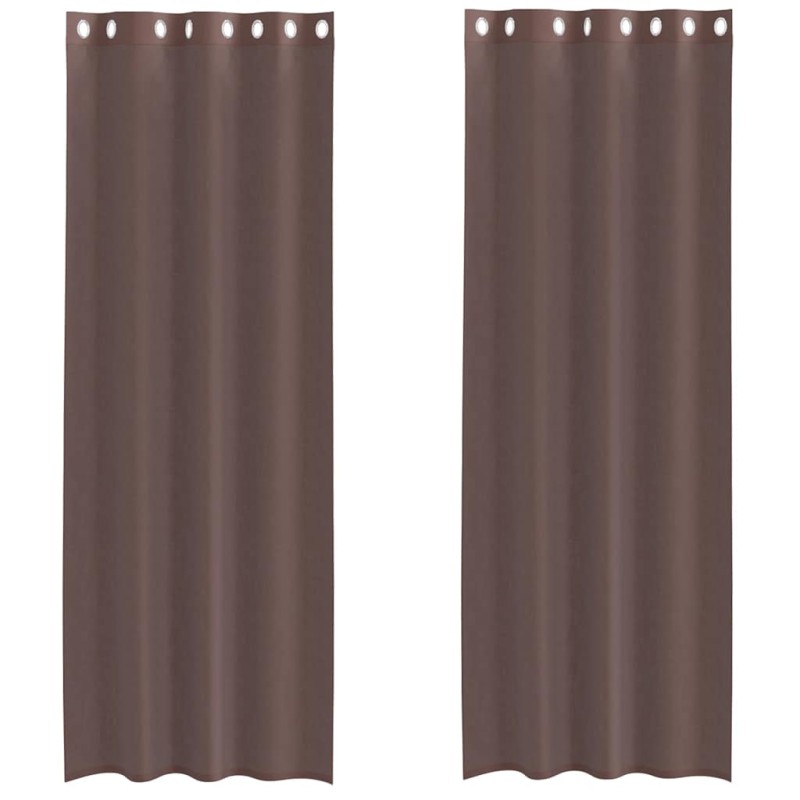 vidaXL Κουρτίνες Voile με ροδέλες 2 τεμάχια Καφέ 140x260 εκ.