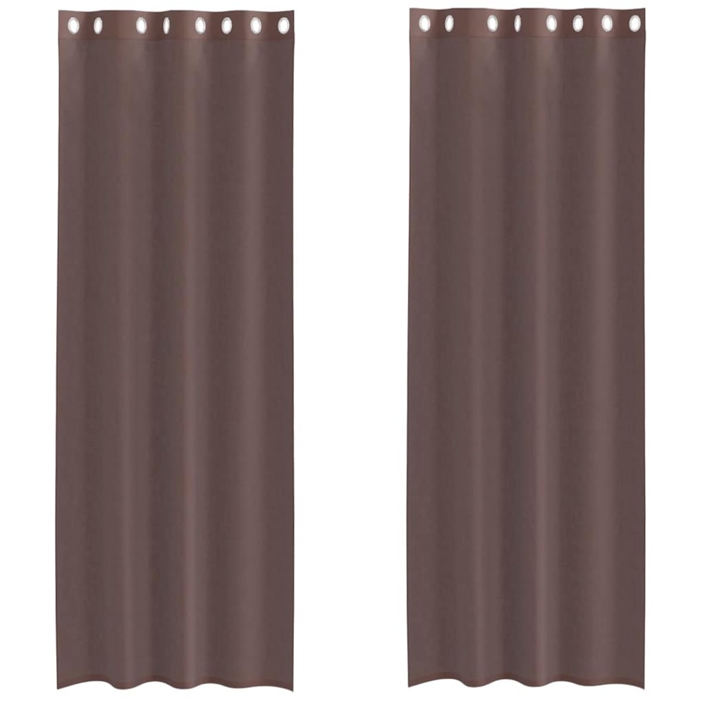 vidaXL Κουρτίνες Voile με ροδέλες 2 τεμάχια Καφέ 140x300 εκ.