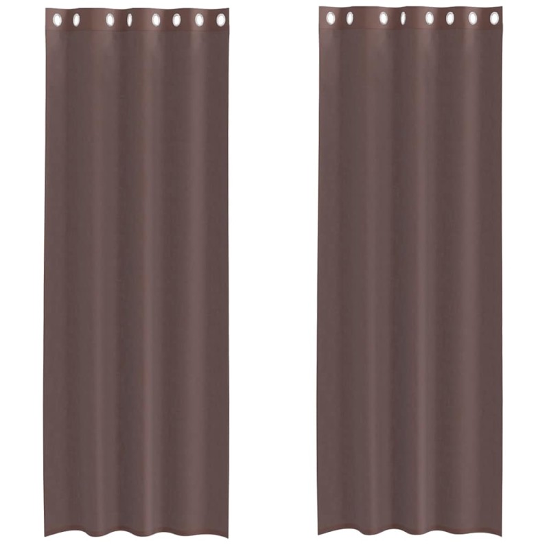 vidaXL Κουρτίνες Voile με ροδέλες 2 τεμάχια Καφέ 140x300 εκ.