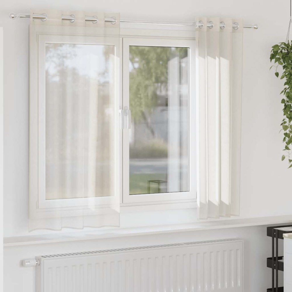 vidaXL Κουρτίνες Voile με ροδέλες 2 τεμάχια Κρεμ 140x175 εκ.