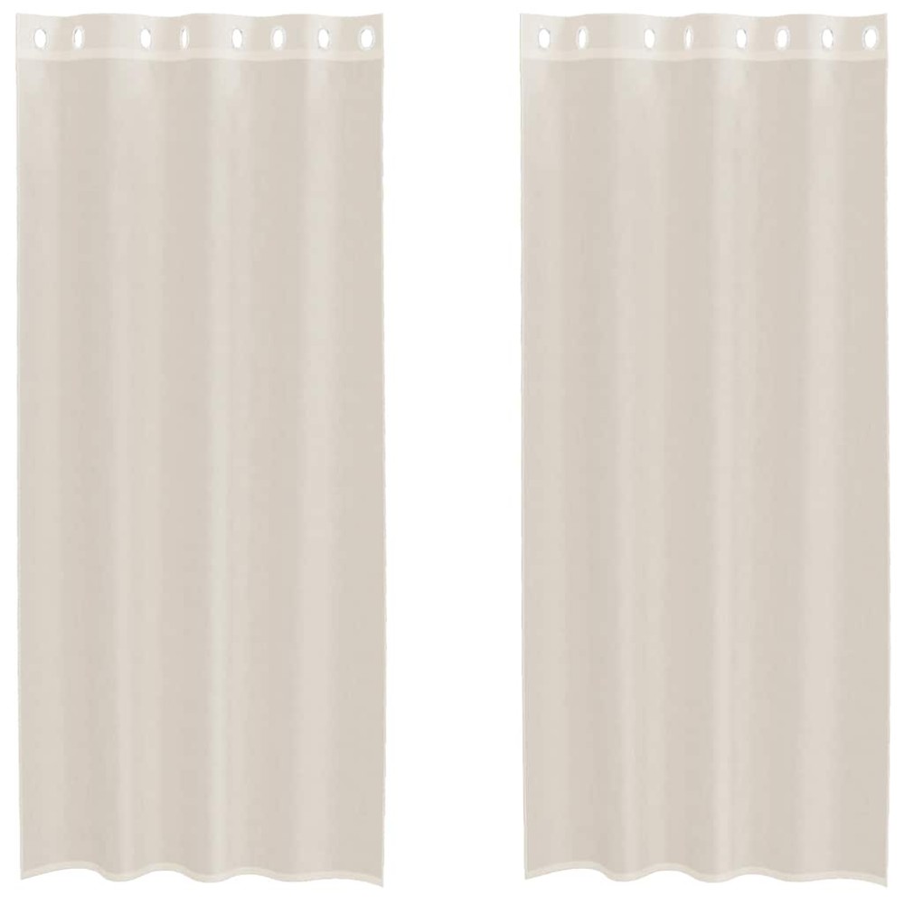 vidaXL Κουρτίνες Voile με ροδέλες 2 τεμάχια Κρεμ 140x225 εκ.