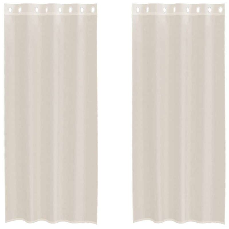 vidaXL Κουρτίνες Voile με ροδέλες 2 τεμάχια Κρεμ 140x225 εκ.