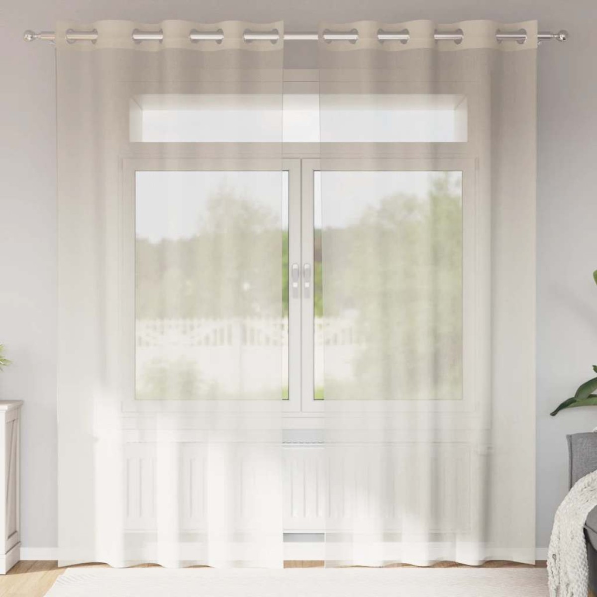 vidaXL Κουρτίνες Voile με ροδέλες 2 τεμάχια Κρεμ 140x225 εκ.
