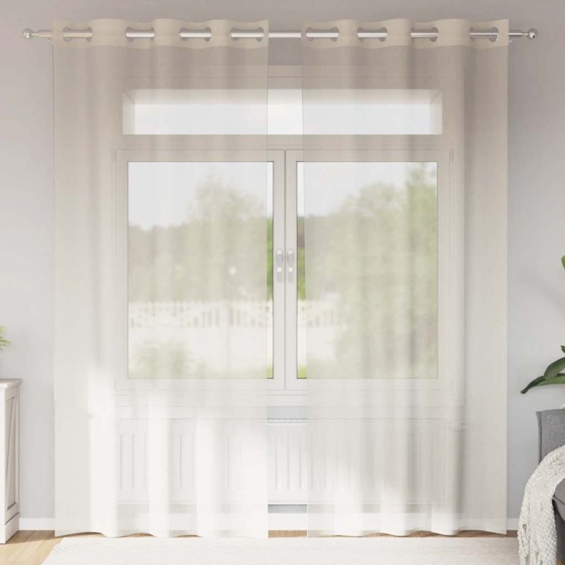 vidaXL Κουρτίνες Voile με ροδέλες 2 τεμάχια Κρεμ 140x225 εκ.