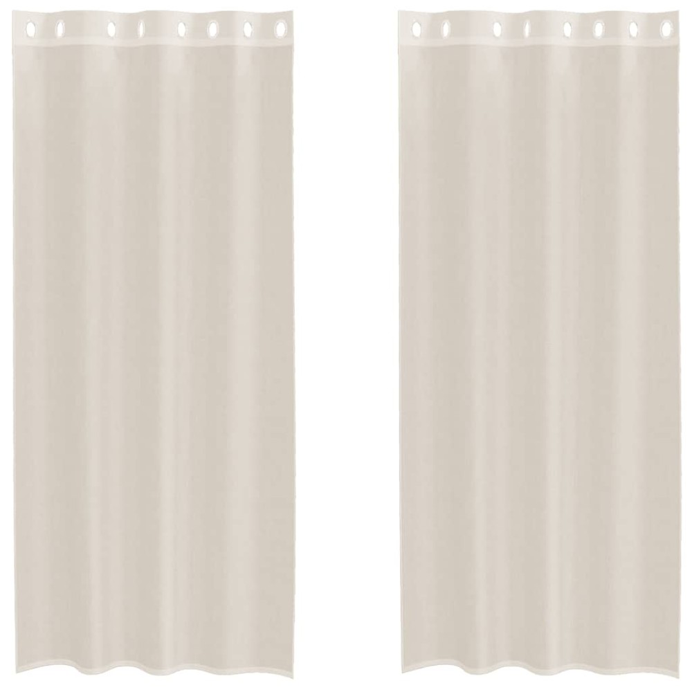vidaXL Κουρτίνες Voile με ροδέλες 2 τεμάχια Κρεμ 140x245 εκ.