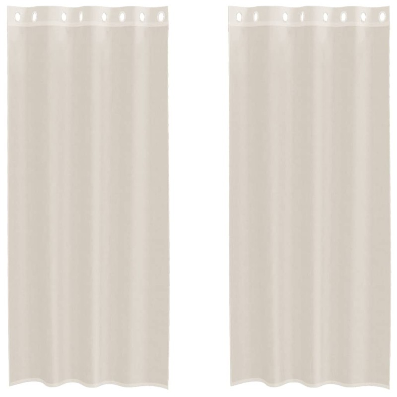 vidaXL Κουρτίνες Voile με ροδέλες 2 τεμάχια Κρεμ 140x245 εκ.
