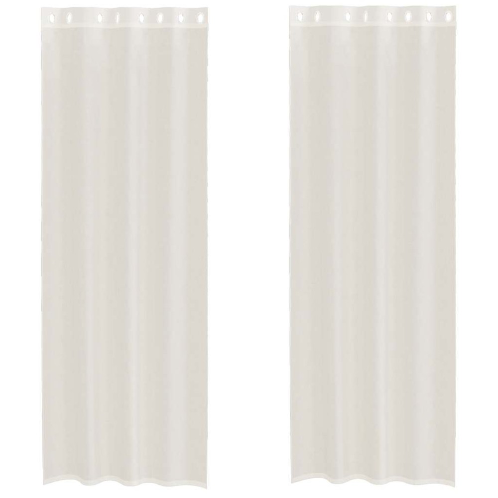 vidaXL Κουρτίνες Voile με ροδέλες 2 τεμάχια Κρεμ 140x260 εκ.