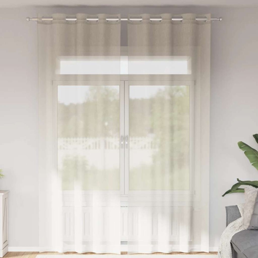 vidaXL Κουρτίνες Voile με ροδέλες 2 τεμάχια Κρεμ 140x260 εκ.