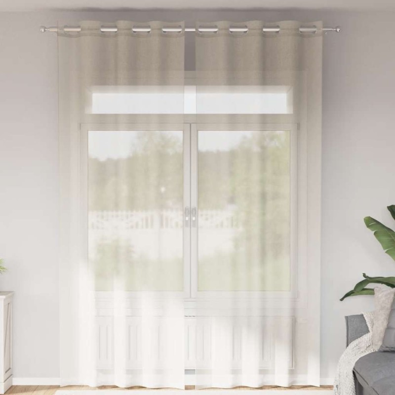 vidaXL Κουρτίνες Voile με ροδέλες 2 τεμάχια Κρεμ 140x300 εκ.