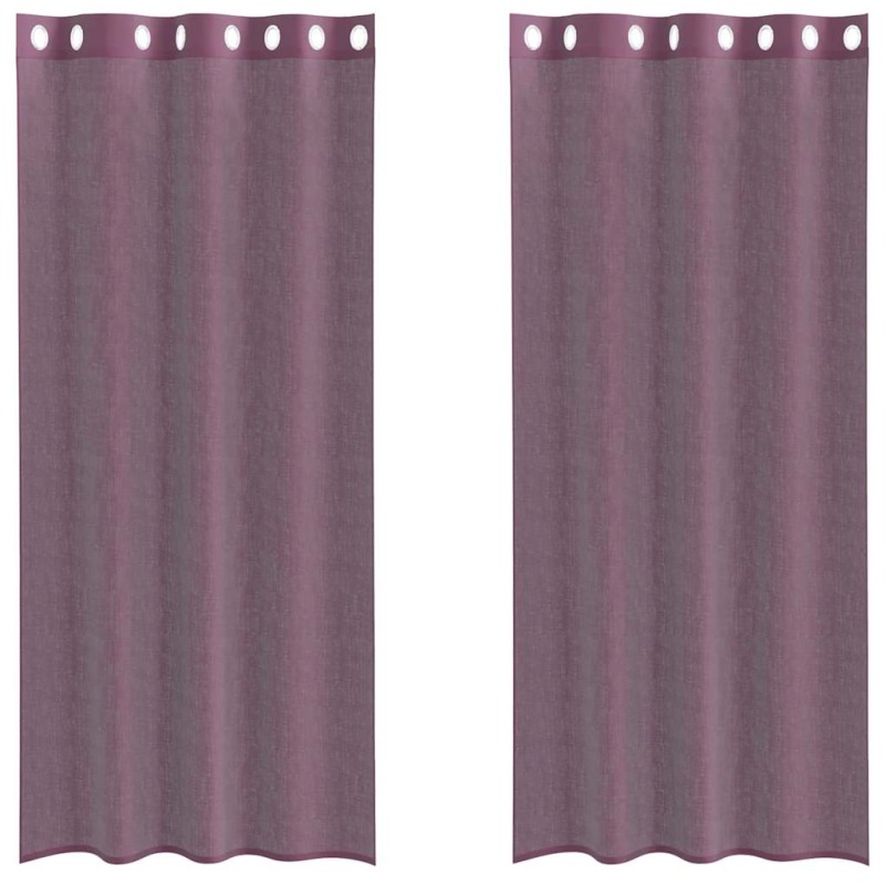 vidaXL Κουρτίνες Voile με ροδέλες 2 τεμάχια Μοβ 140x225 εκ.