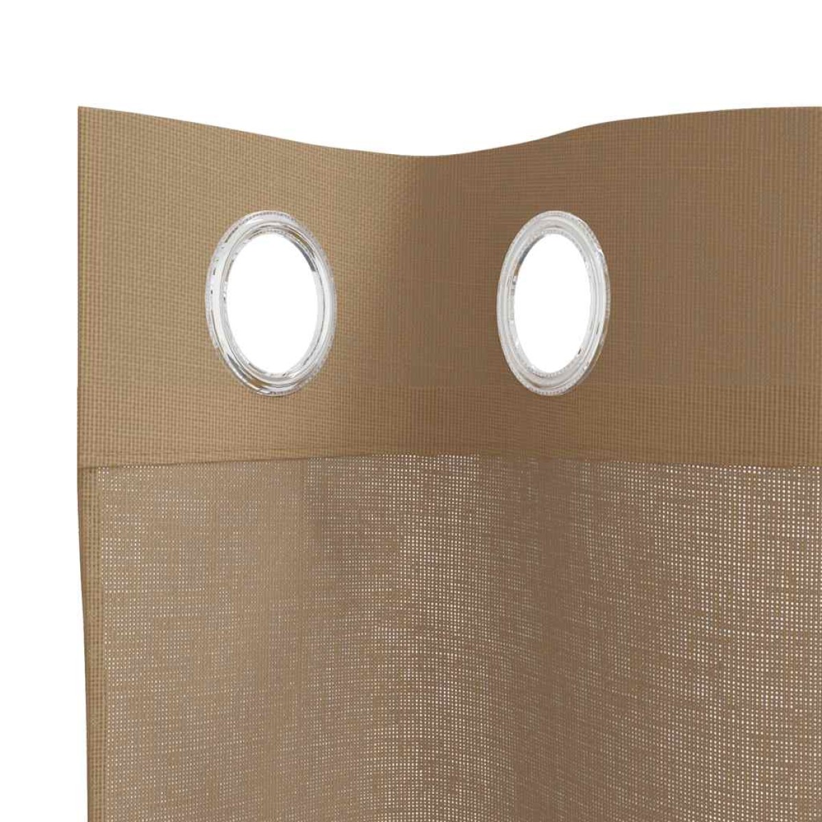 vidaXL Voile κουρτίνες με ροδέλες 2 τεμάχια Ανοιχτό Καφέ