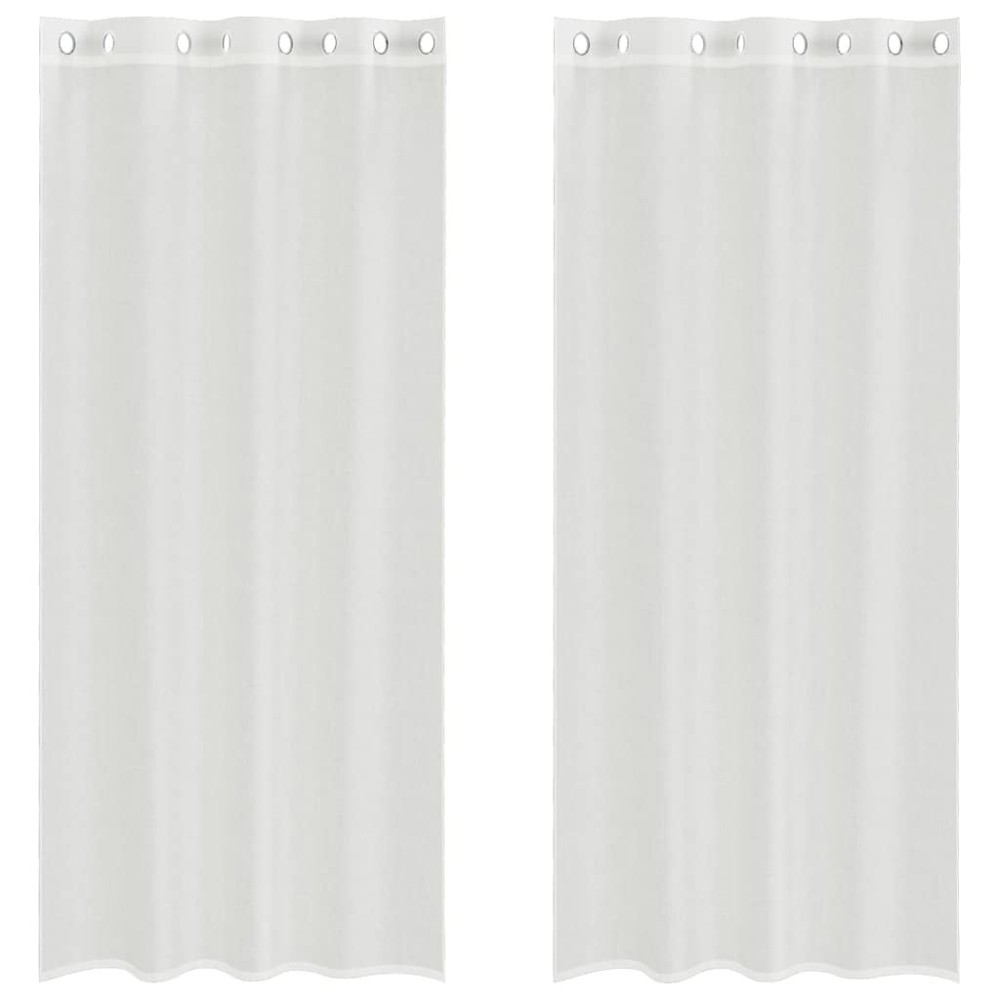 vidaXL Voile κουρτίνες με ροδέλες 2 τεμάχια Λευκό