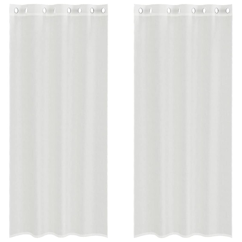 vidaXL Voile κουρτίνες με ροδέλες 2 τεμάχια Λευκό