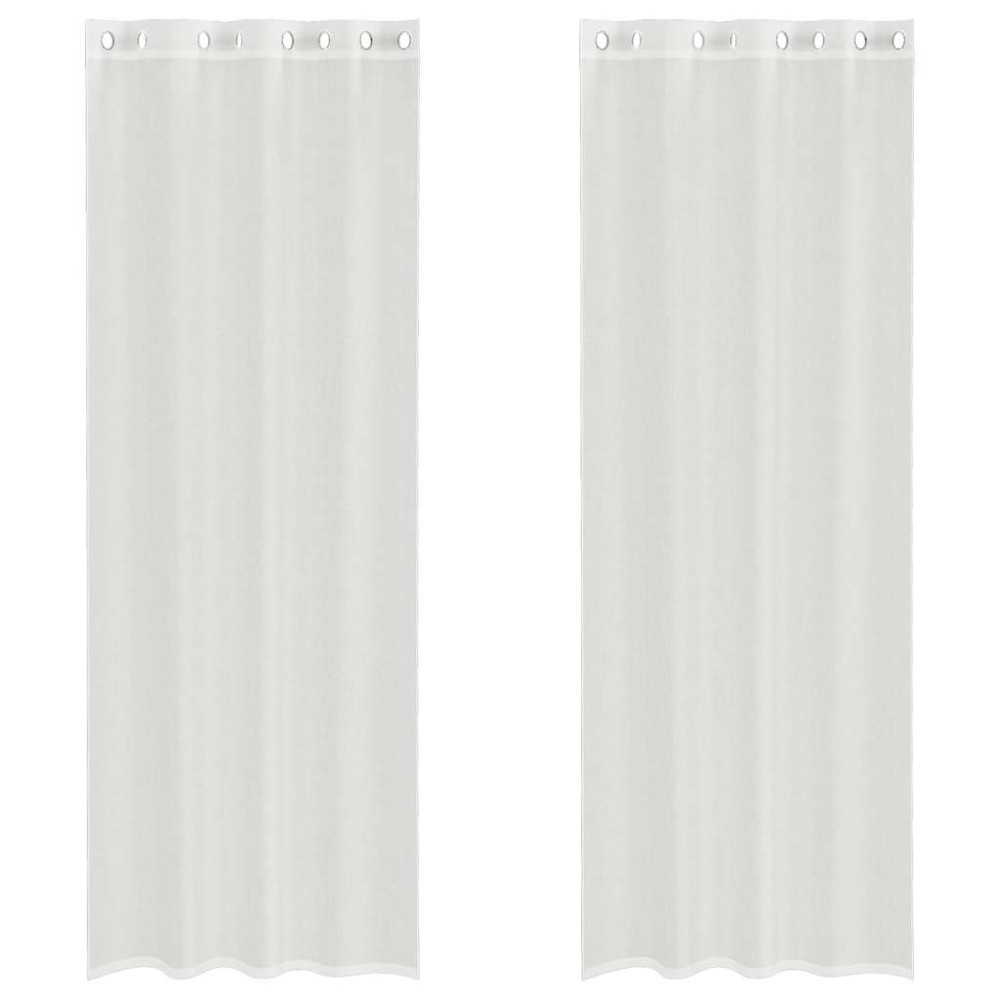 vidaXL Voile κουρτίνες με ροδέλες 2 τεμάχια Λευκό