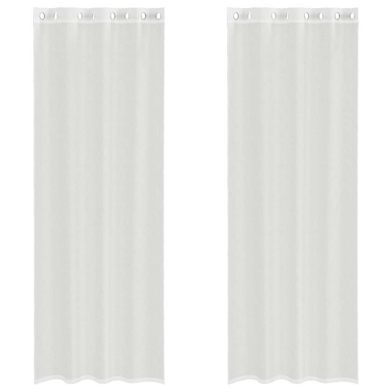 vidaXL Voile κουρτίνες με ροδέλες 2 τεμάχια Λευκό