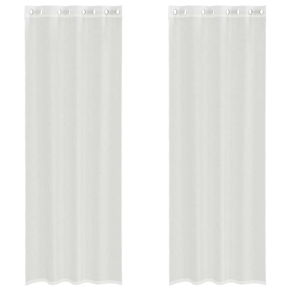 vidaXL Voile κουρτίνες με ροδέλες 2 τεμάχια Λευκό