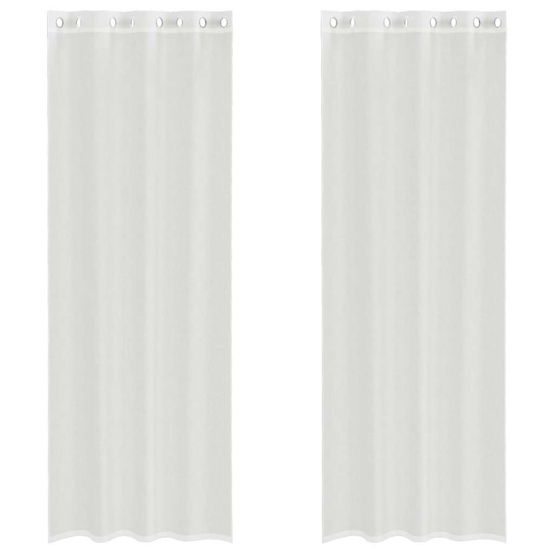 vidaXL Voile κουρτίνες με ροδέλες 2 τεμάχια Λευκό