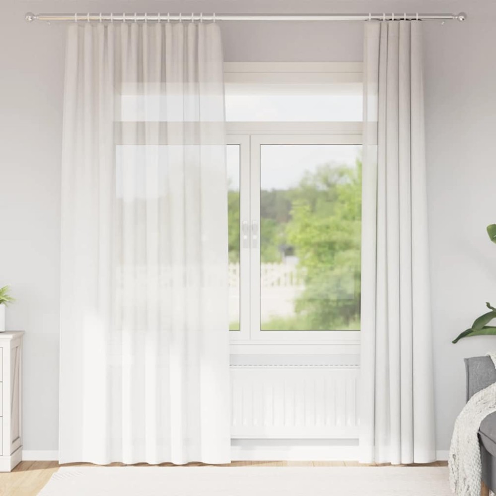 vidaXL Κουρτίνες Voile με τσέπες ράβδου 2 τεμάχια Λευκό