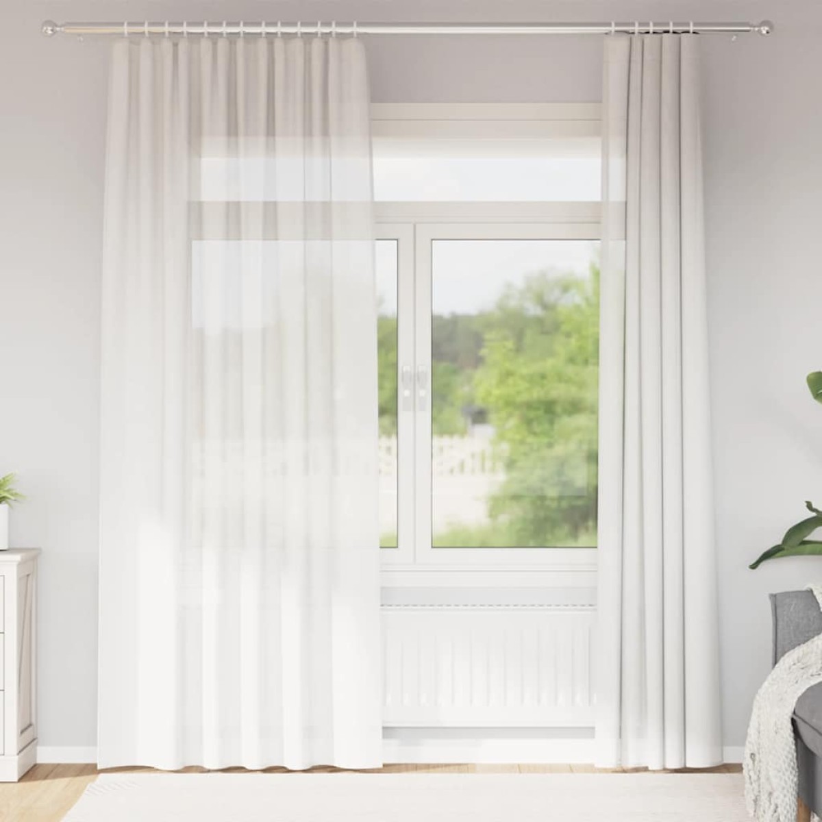 vidaXL Κουρτίνες Voile με τσέπες ράβδου 2 τεμάχια Λευκό
