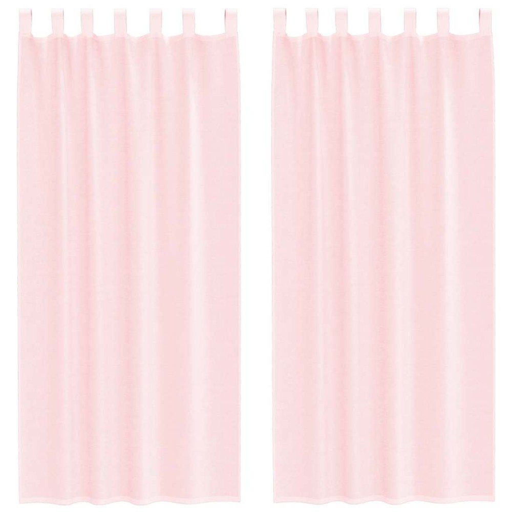 vidaXL Κουρτίνες Voile με Θηλιές 2 τεμ. Ανοιχτό Ροζ 140x225 εκ.