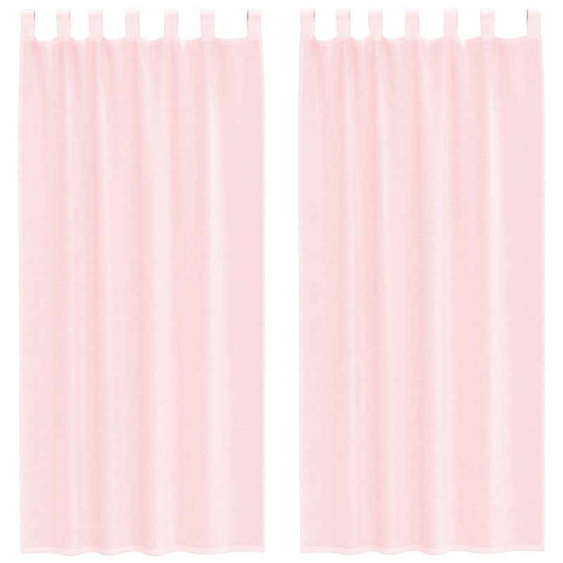 vidaXL Κουρτίνες Voile με Θηλιές 2 τεμ. Ανοιχτό Ροζ 140x225 εκ.