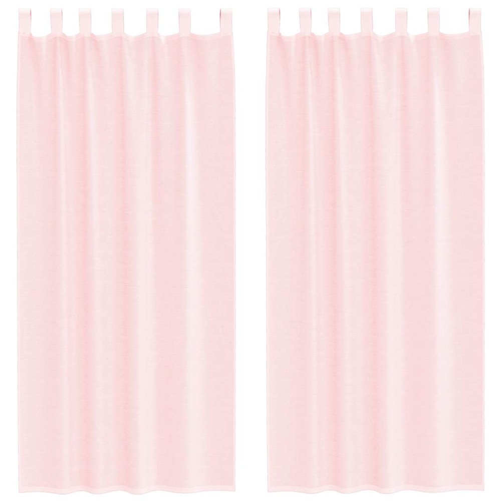 vidaXL Κουρτίνες Voile με Θηλιές 2 τεμ. Ανοιχτό Ροζ 140x245 εκ.
