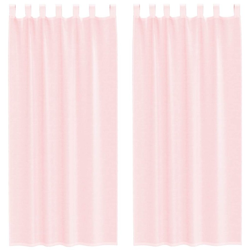 vidaXL Κουρτίνες Voile με Θηλιές 2 τεμ. Ανοιχτό Ροζ 140x245 εκ.