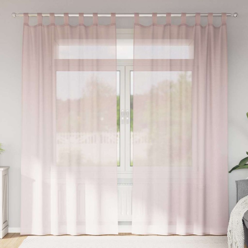 vidaXL Κουρτίνες Voile με Θηλιές 2 τεμ. Ανοιχτό Ροζ 140x245 εκ.