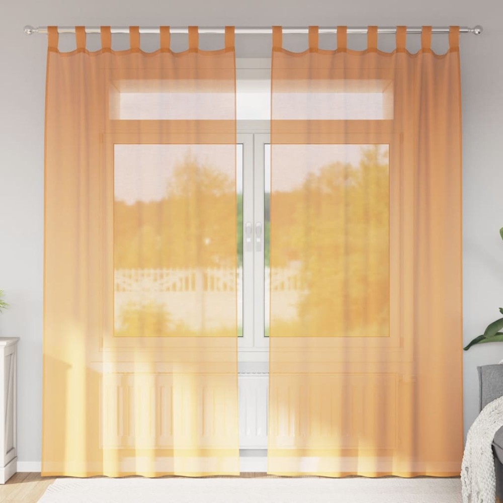 vidaXL Κουρτίνες Voile με Θηλιές 2 τεμ. Πορτοκαλί 140x225 εκ.